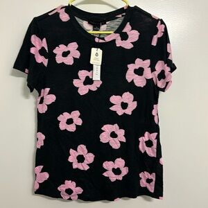 New Sanctuary short sleeve  black T-shirt with pink flowers. Sizes S .